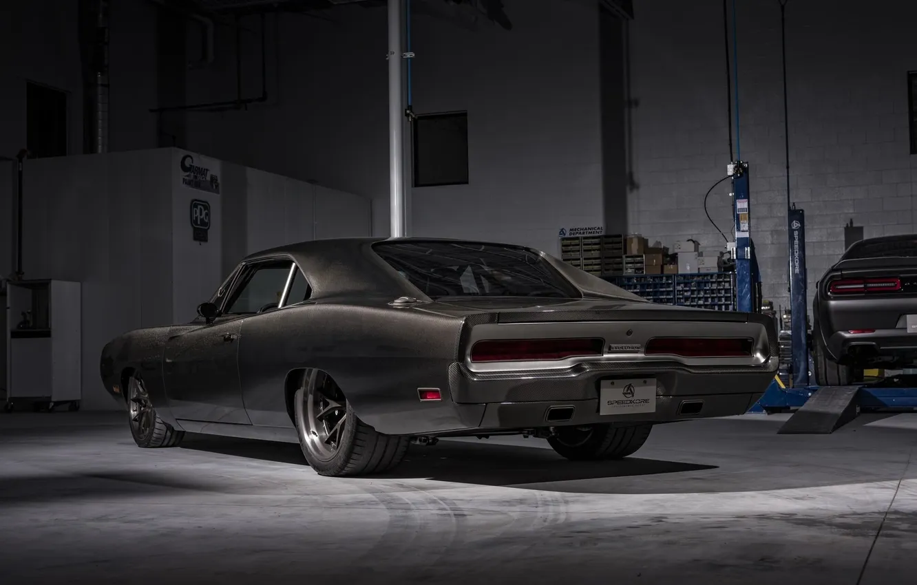 Photo wallpaper garage, Dodge, Charger, custom