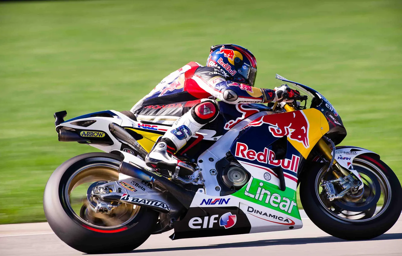 Photo wallpaper Sport, Speed, Race, Motorcycle, Moto, Honda, MotoGP, Red Bull