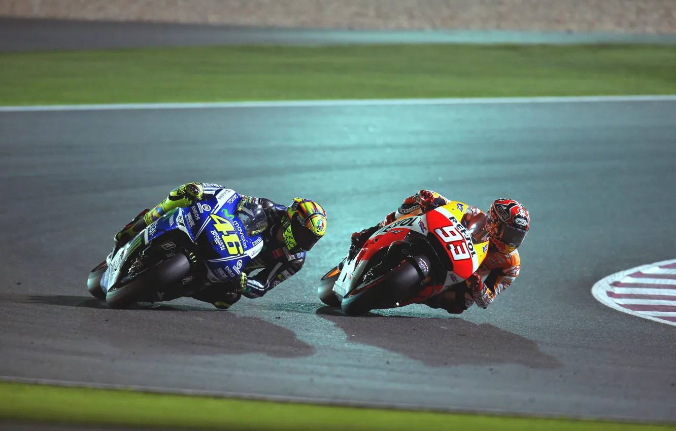 Photo wallpaper night, race, track, Motorcycles