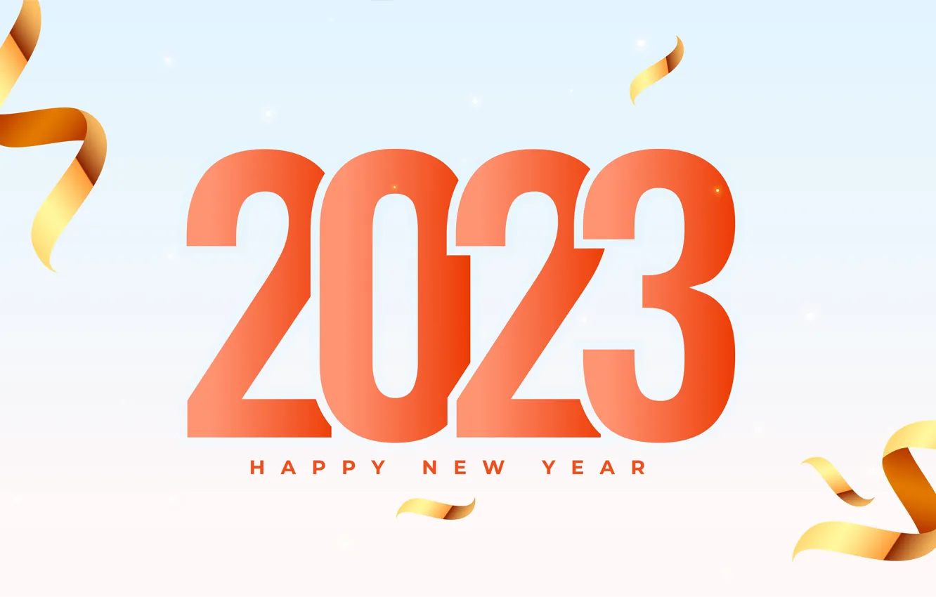 Photo wallpaper balls, red, the inscription, new year, figures, tape, banner, light background