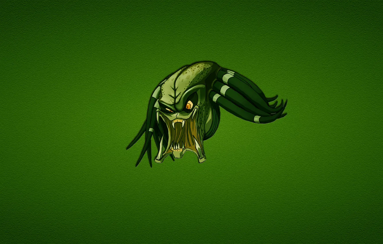 Photo wallpaper green, minimalism, predator, head, evil, Predator