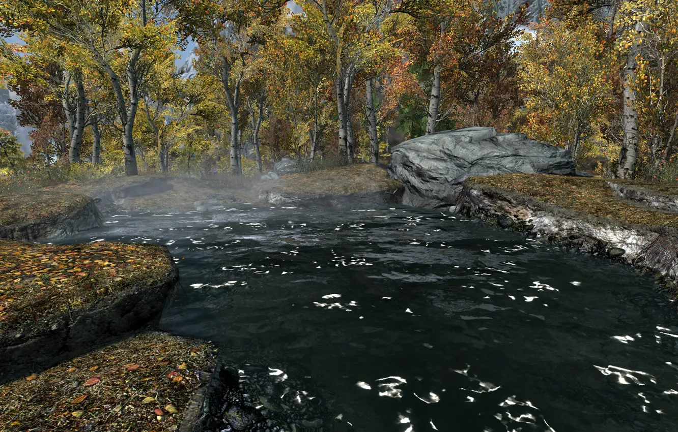 Photo wallpaper trees, lake, trees, lake, Skyrim, Skyrim, TES 5