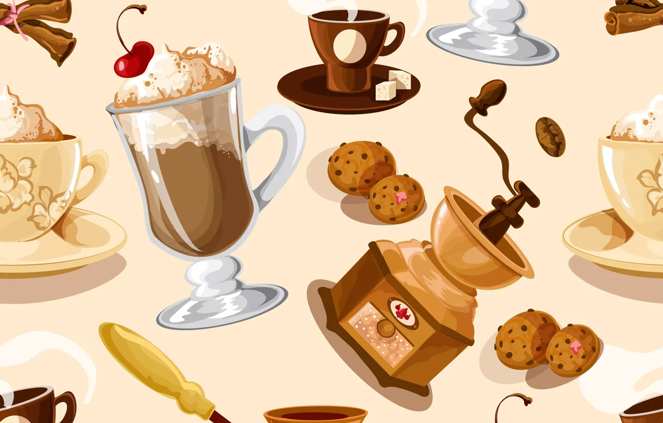 Photo wallpaper background, coffee, texture, dessert, pattern, Coffee, seamless