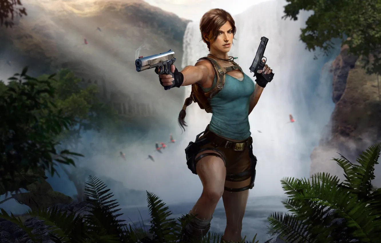 Photo wallpaper Tomb Raider, Lara Croft, back, Adventure, cargo pants, ruins