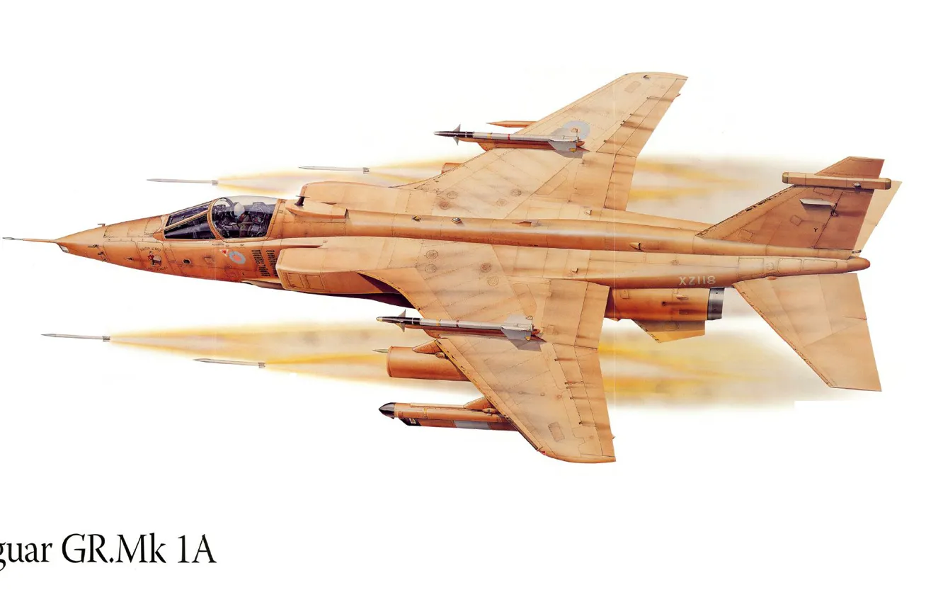 Photo wallpaper flight, the plane, attack, figure, fighter, Jaguar