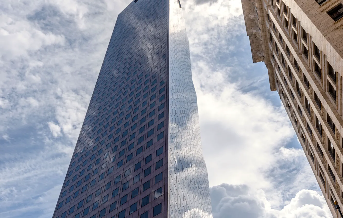 Photo wallpaper the sky, glass, clouds, building, skyscrapers, glass, USA, USA