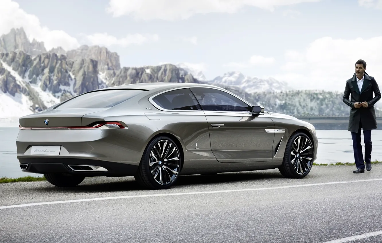 Photo wallpaper mountains, background, BMW, coupe, BMW, the concept, male, rear view