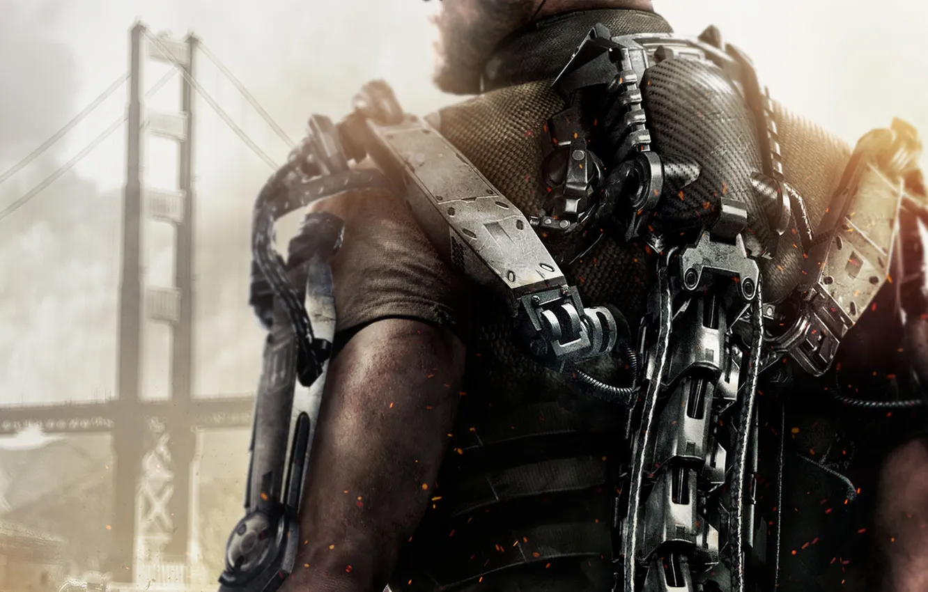 Photo wallpaper bridge, soldiers, equipment, the exoskeleton, military, Activision, Sledgehammer Games, Call of Duty: Advanced Warfare