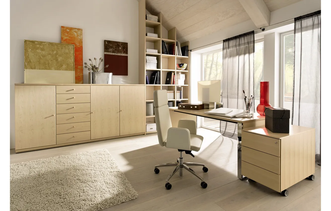 Photo wallpaper design, style, room, interior, office, office, office, elegant home office design