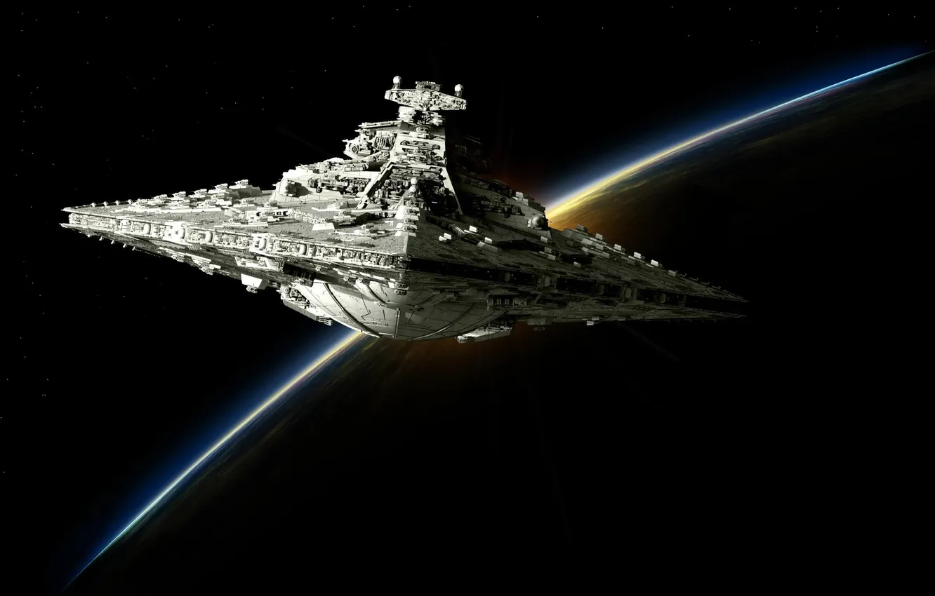 Photo wallpaper Star Wars, space, science fiction, spaceship, planet, Super Star Destroyer