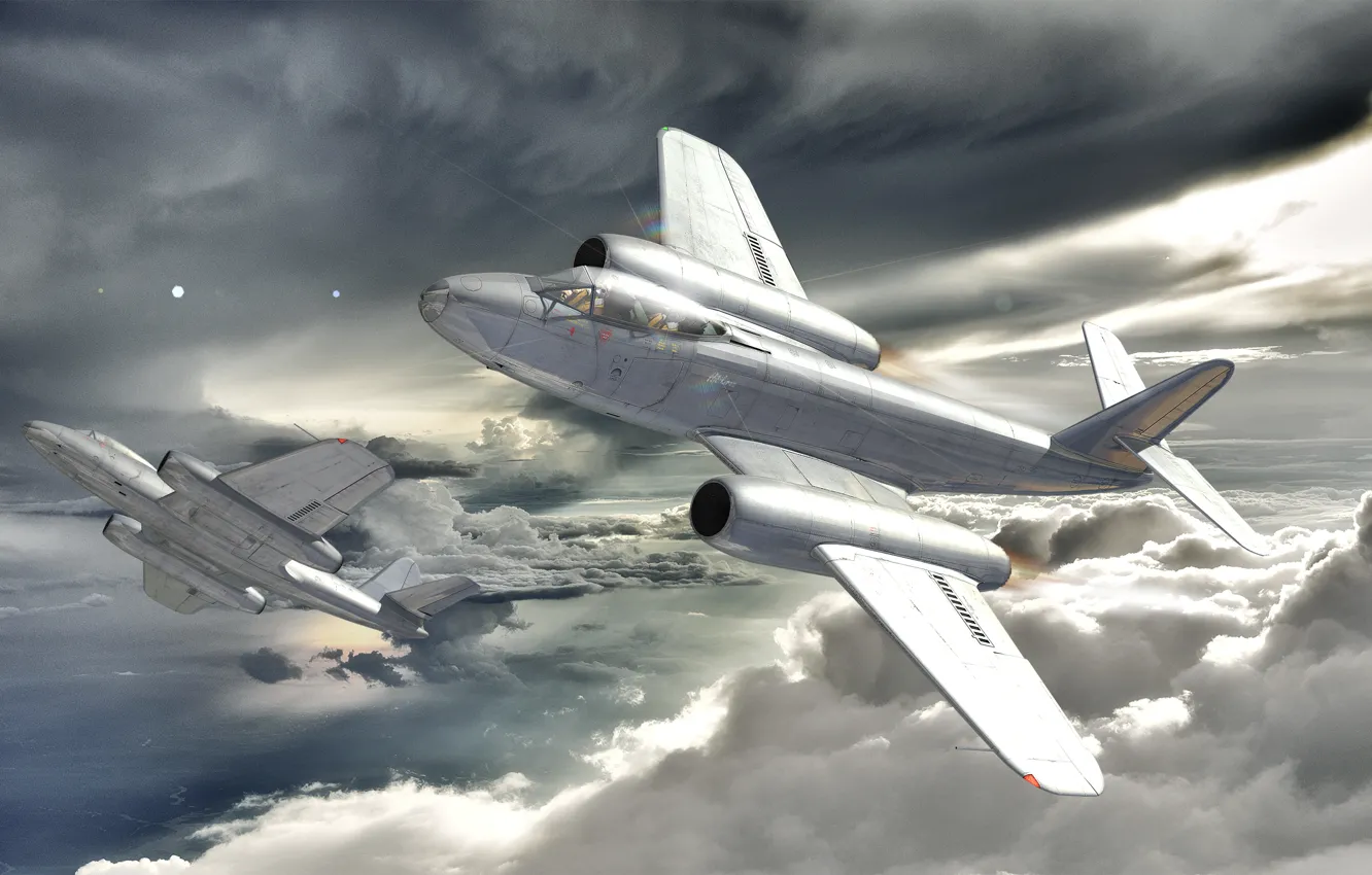 Photo wallpaper the sky, clouds, war, minimalism, fighter, the plane, jet, War Thunder