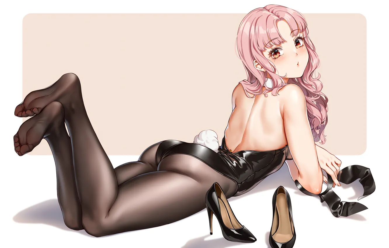 Photo wallpaper girl, sexy, ass, pink hair, long hair, legs, anime, beautiful