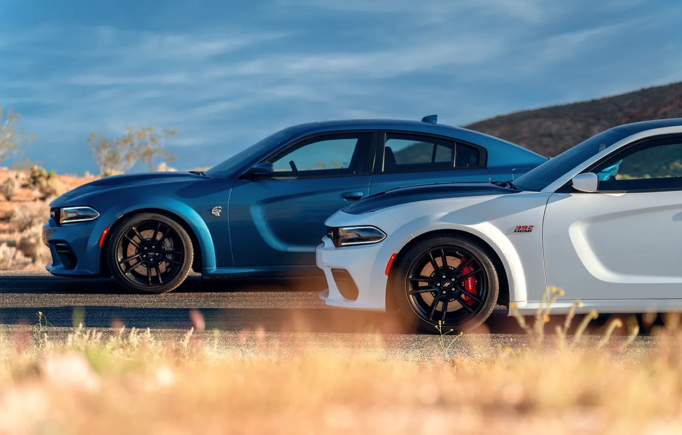 Photo wallpaper road, Dodge, Charger, Hellcat, SRT, 2020, Dodge Charger SRT, Hellcat widebody