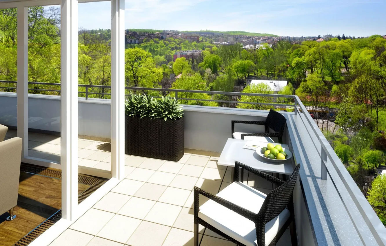 Photo wallpaper design, style, interior, balcony, terrace