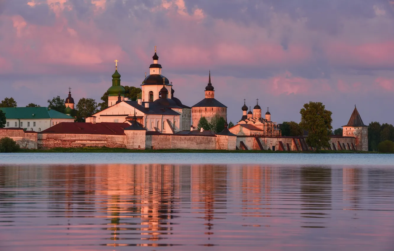 Photo wallpaper landscape, nature, lake, the monastery, Maxim Evdokimov, Kirillo-Belozersky monastery, Siverskoye Lake