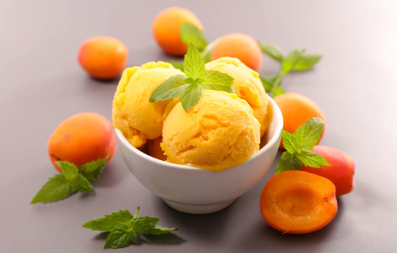 Photo wallpaper ice cream, apricot, mint