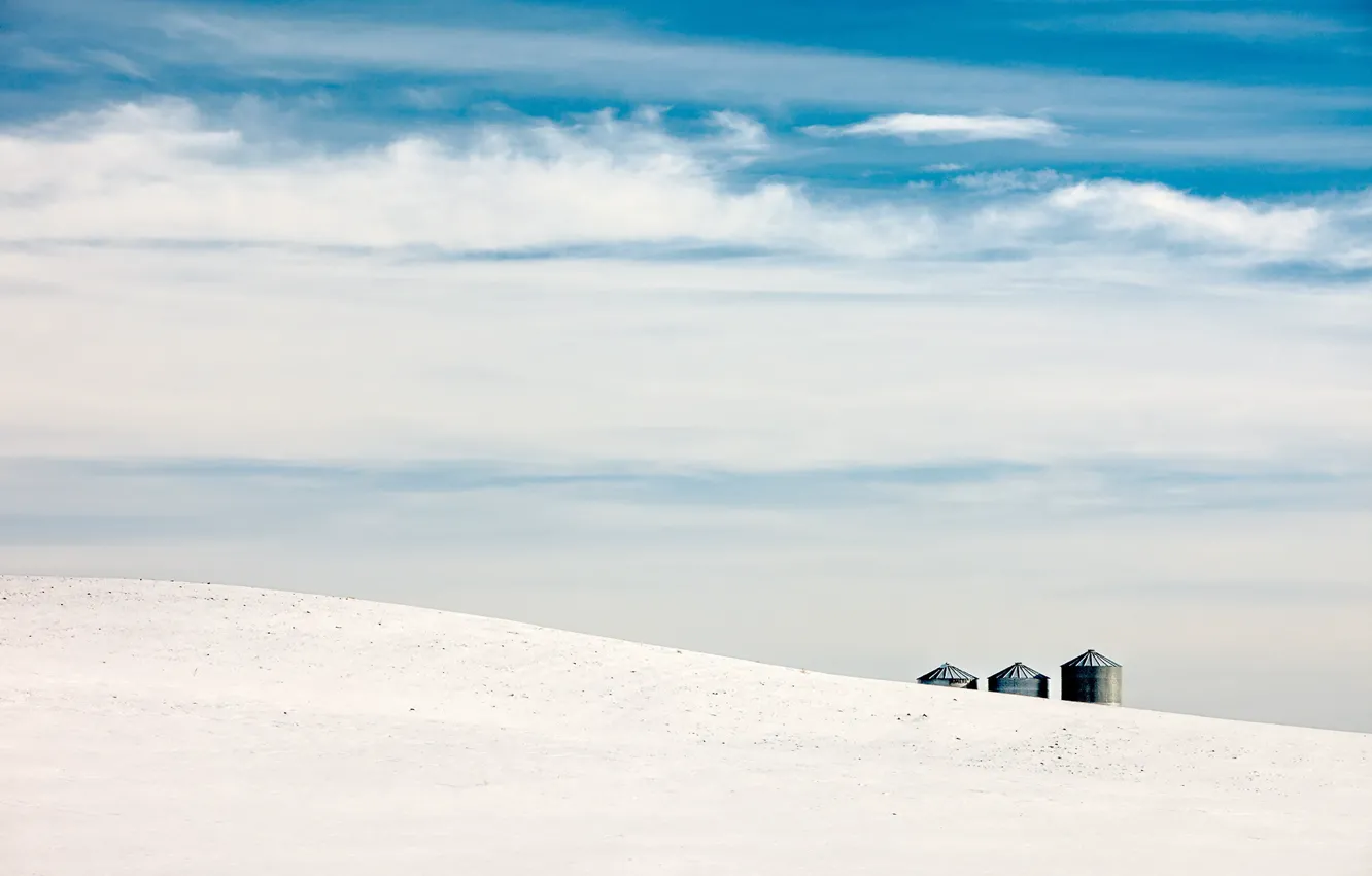 Photo wallpaper winter, field, the sky
