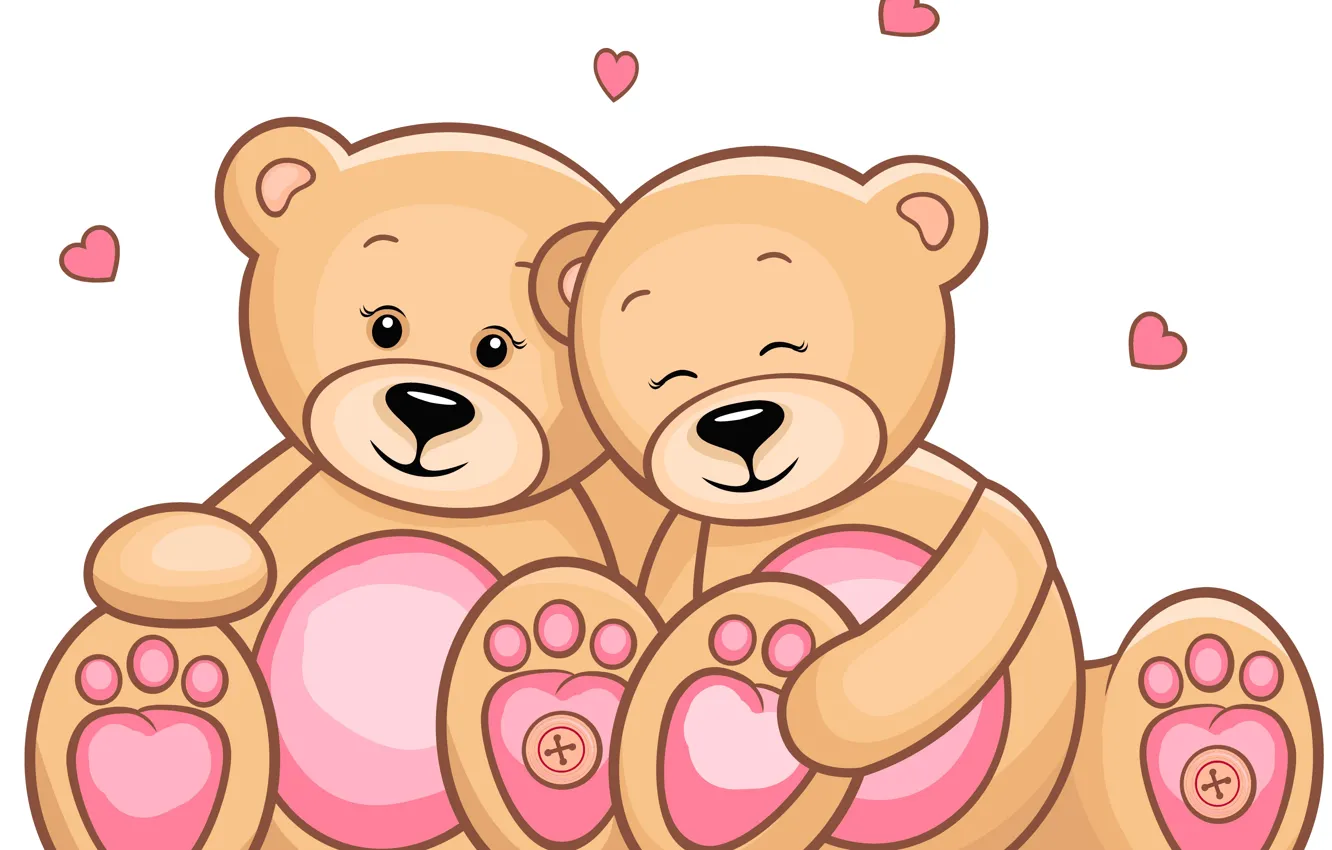 Photo wallpaper holiday, tenderness, heart, two, Valentine's Day, toy. bear. gift