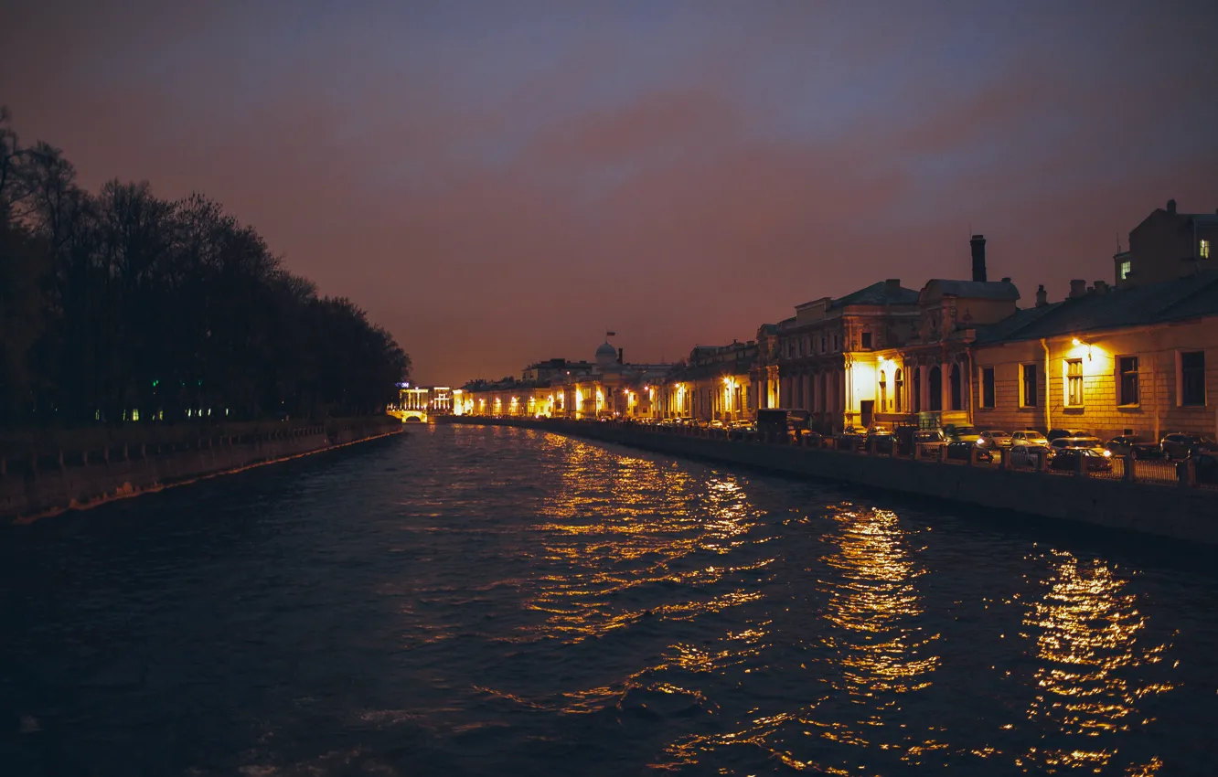 Photo wallpaper night, the city, Saint Petersburg