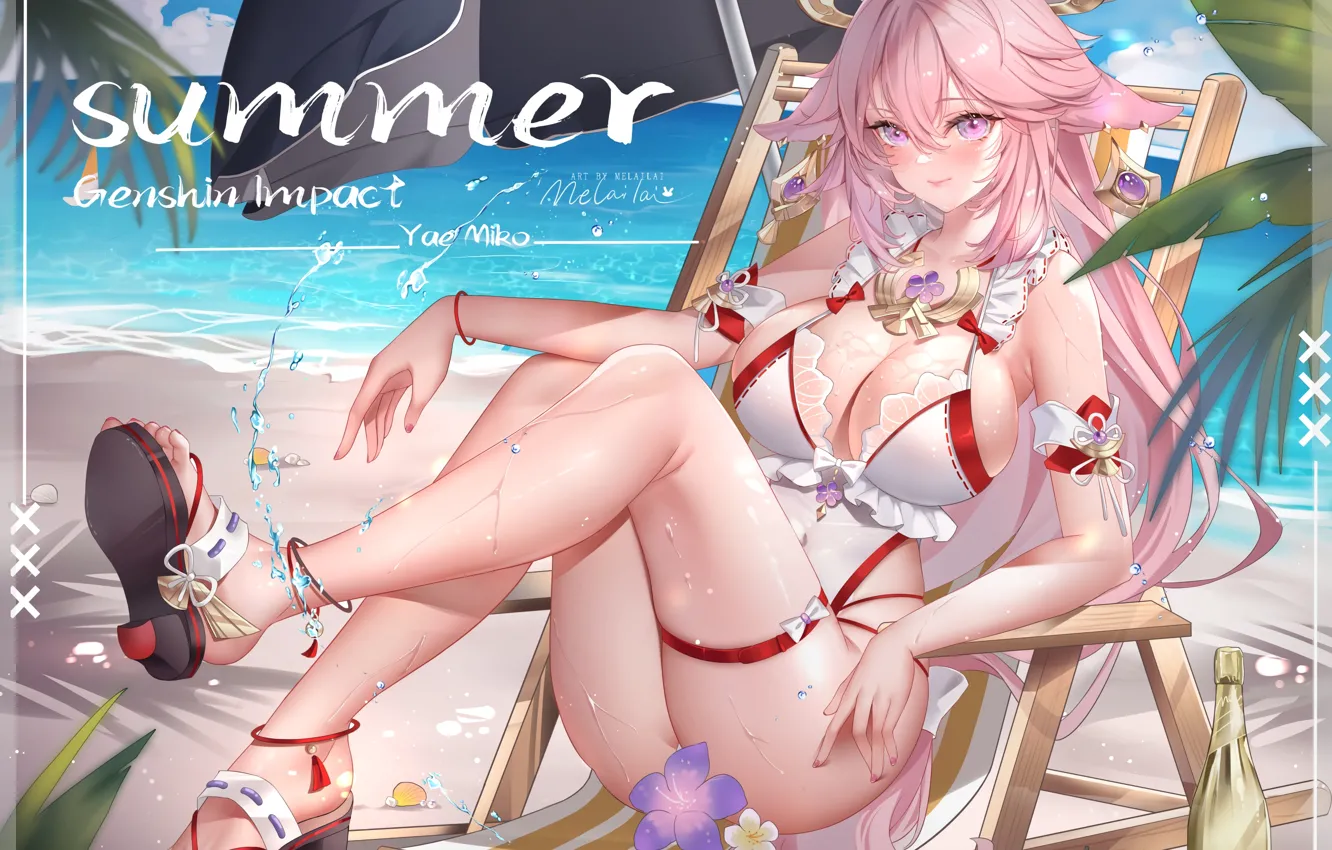 Photo wallpaper sexy girls, dampak genshin, yae miko genshin impact