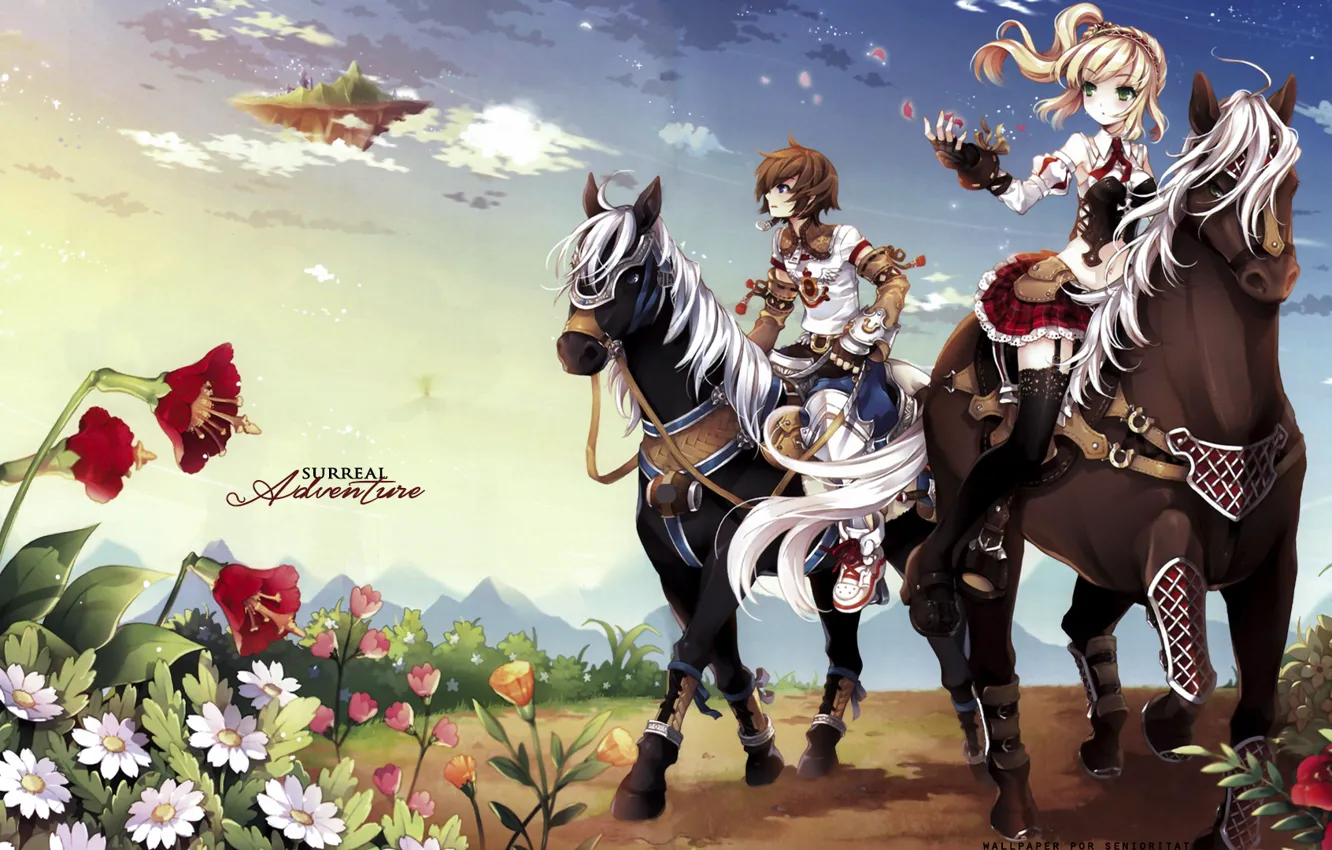 Photo wallpaper horse, the game, anime, art, girl, guy, two, Surreal Adventure - Minitokyo