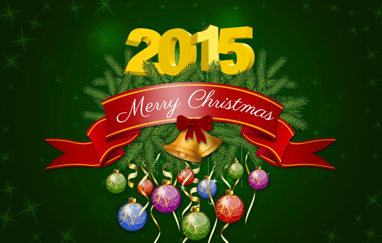 Photo wallpaper Happy New Year, Christmas, Green, New Year, December, Merry Christmas, Holiday, 2015