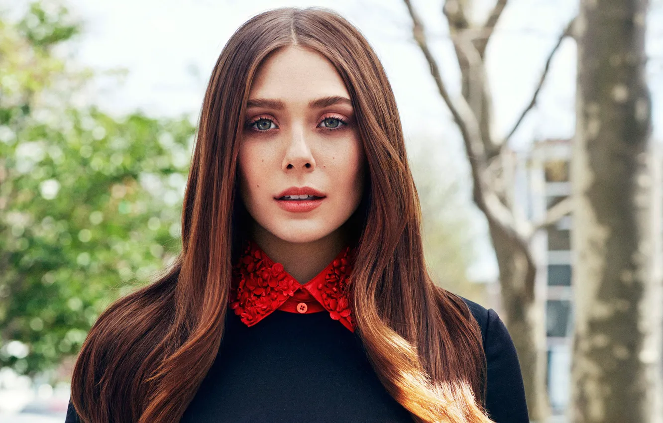 Photo wallpaper makeup, dress, actress, hairstyle, brown hair, photoshoot, 2014, Elizabeth Olsen