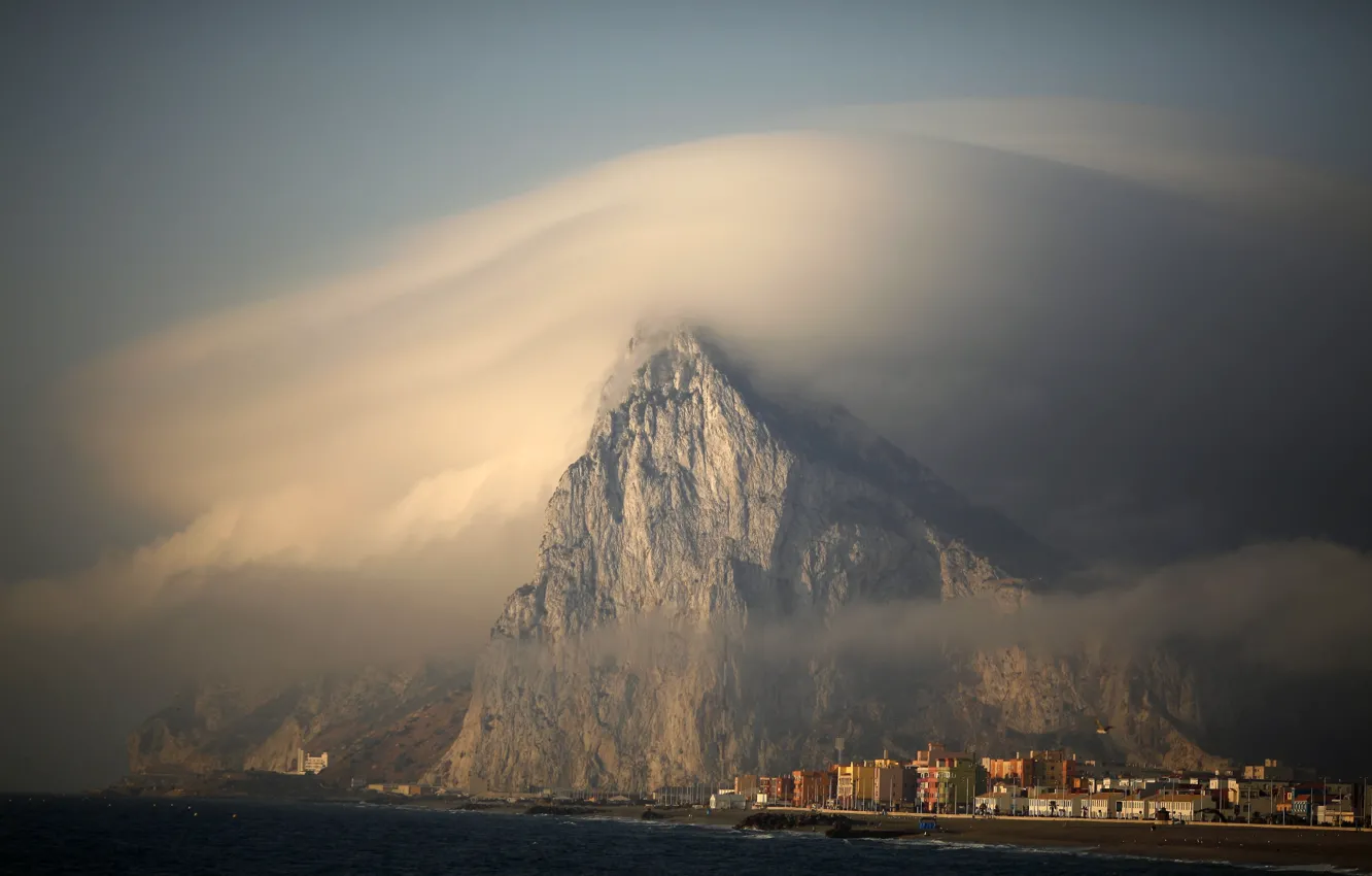 Photo wallpaper rock, fog, scenery, Location, Gibraltar