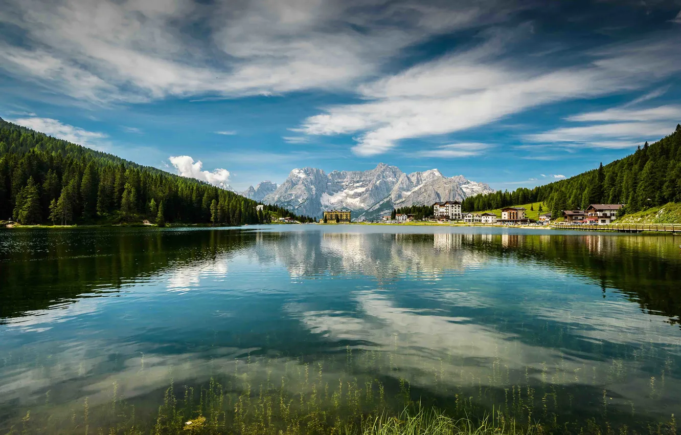 Photo wallpaper landscape, mountains, nature, lake, stay
