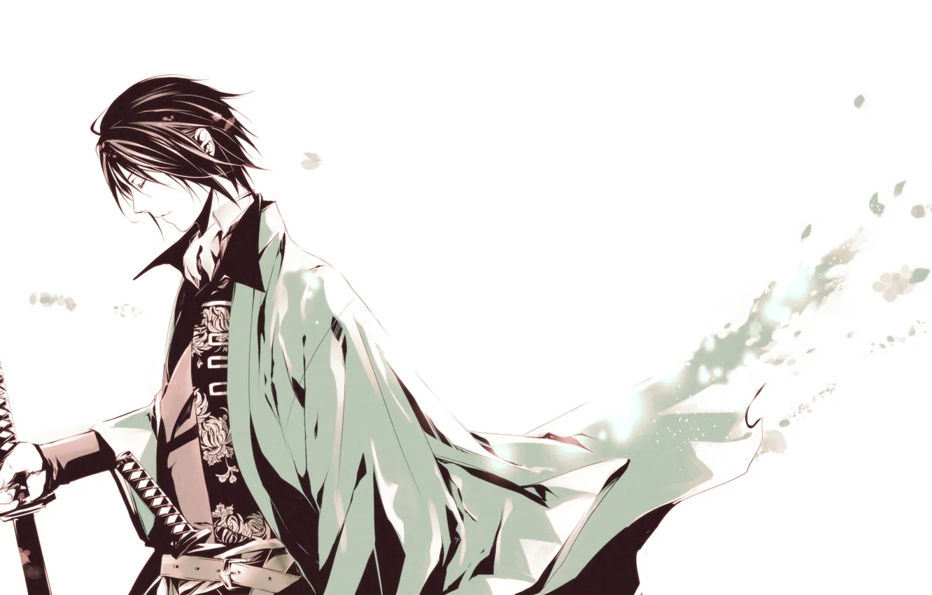 Photo wallpaper squirt, sword, katana, samurai, male, form, Hakuouki, demons pale cherry