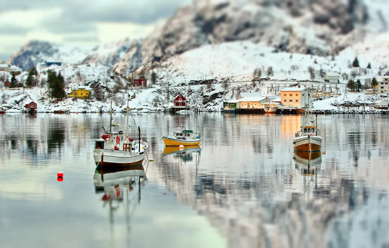 Photo wallpaper winter, sea, snow, landscape, mountains, nature, boots