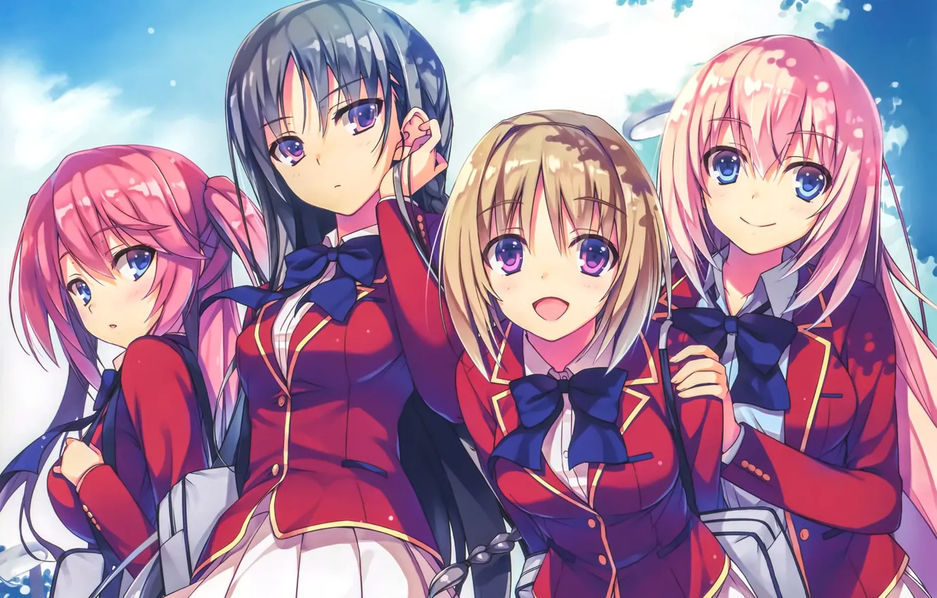 Photo wallpaper girl, school uniform, Youkoso Jitsuryoku Shijou Shugi no Kyoushitsu e, Welcome To The Class Of …