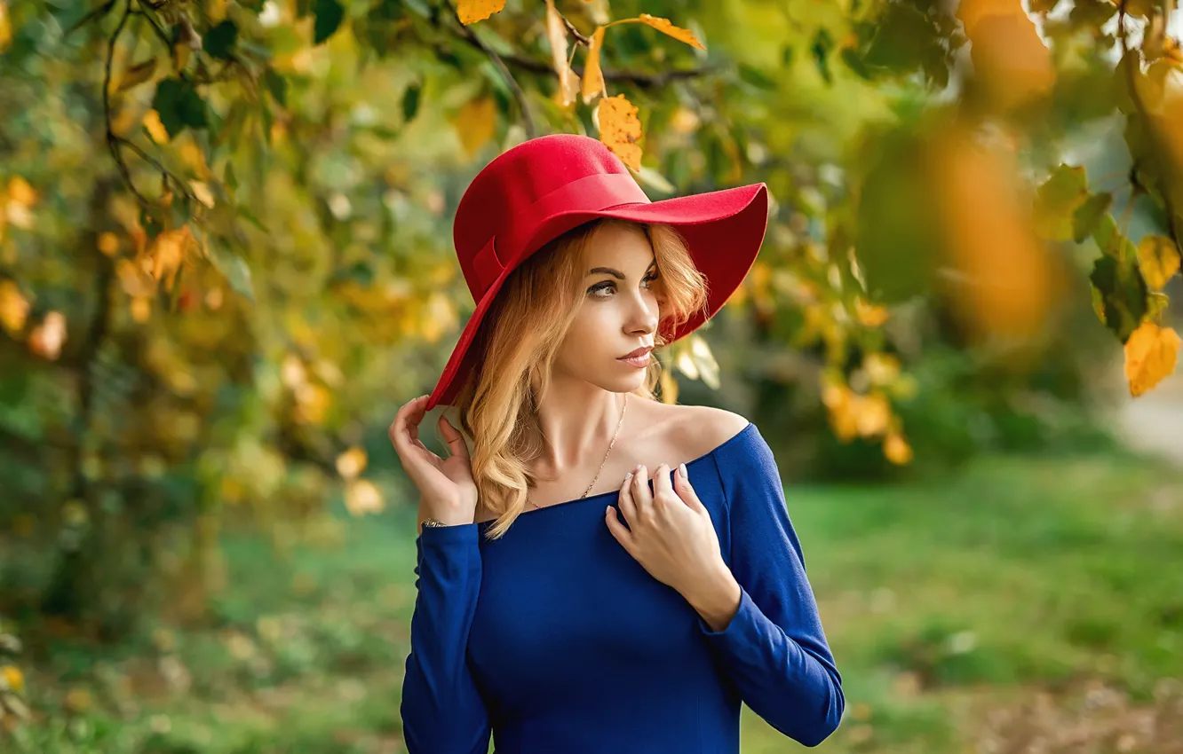Photo wallpaper autumn, look, girl, hat, A Diakov George