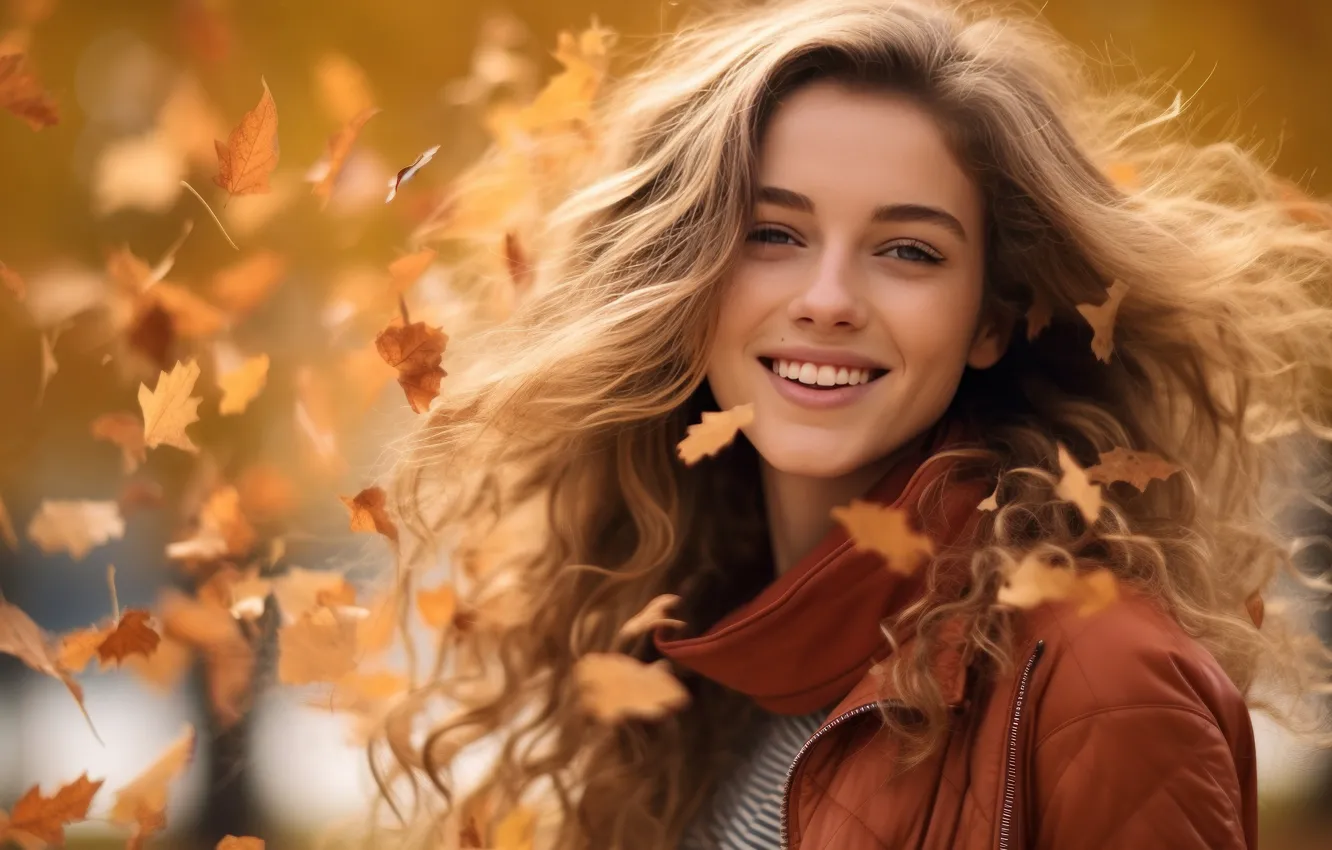 Wallpaper Autumn Look Girl Nature Face Smile Park The Wind For