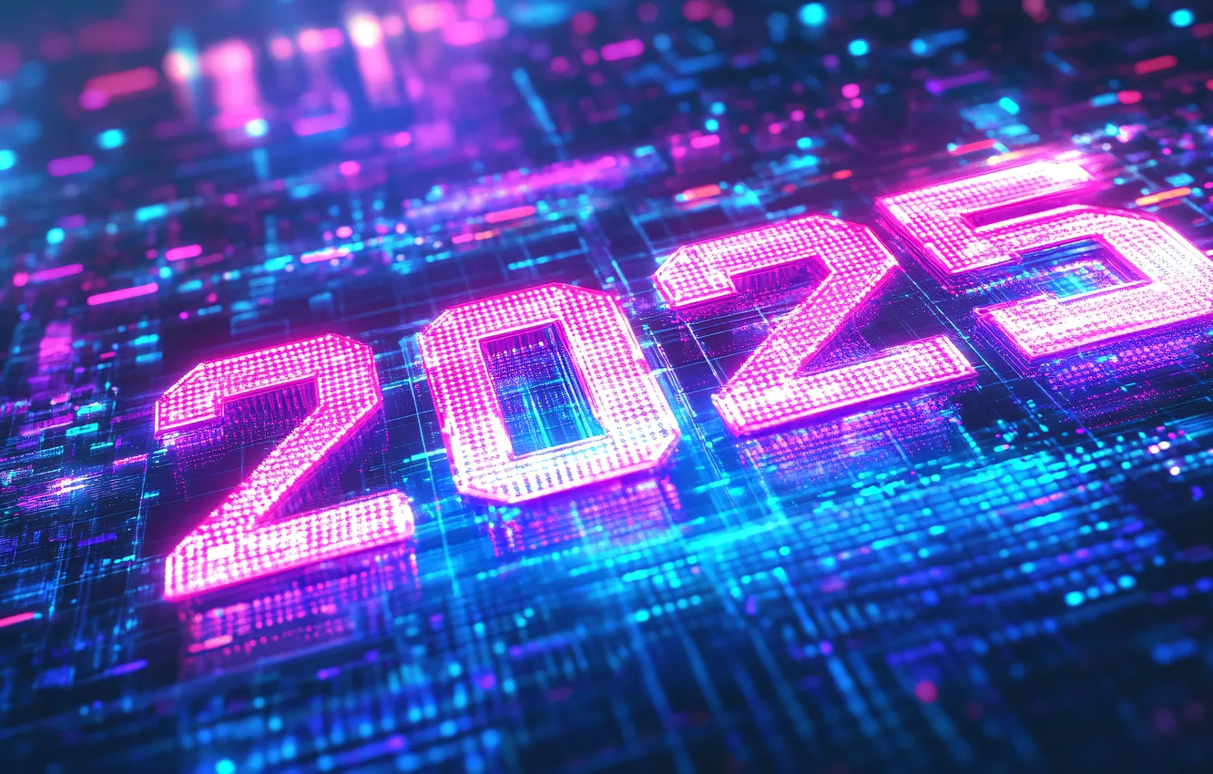 Photo wallpaper new year, figures, date, 2025, AI art, New Year 2025, neural network