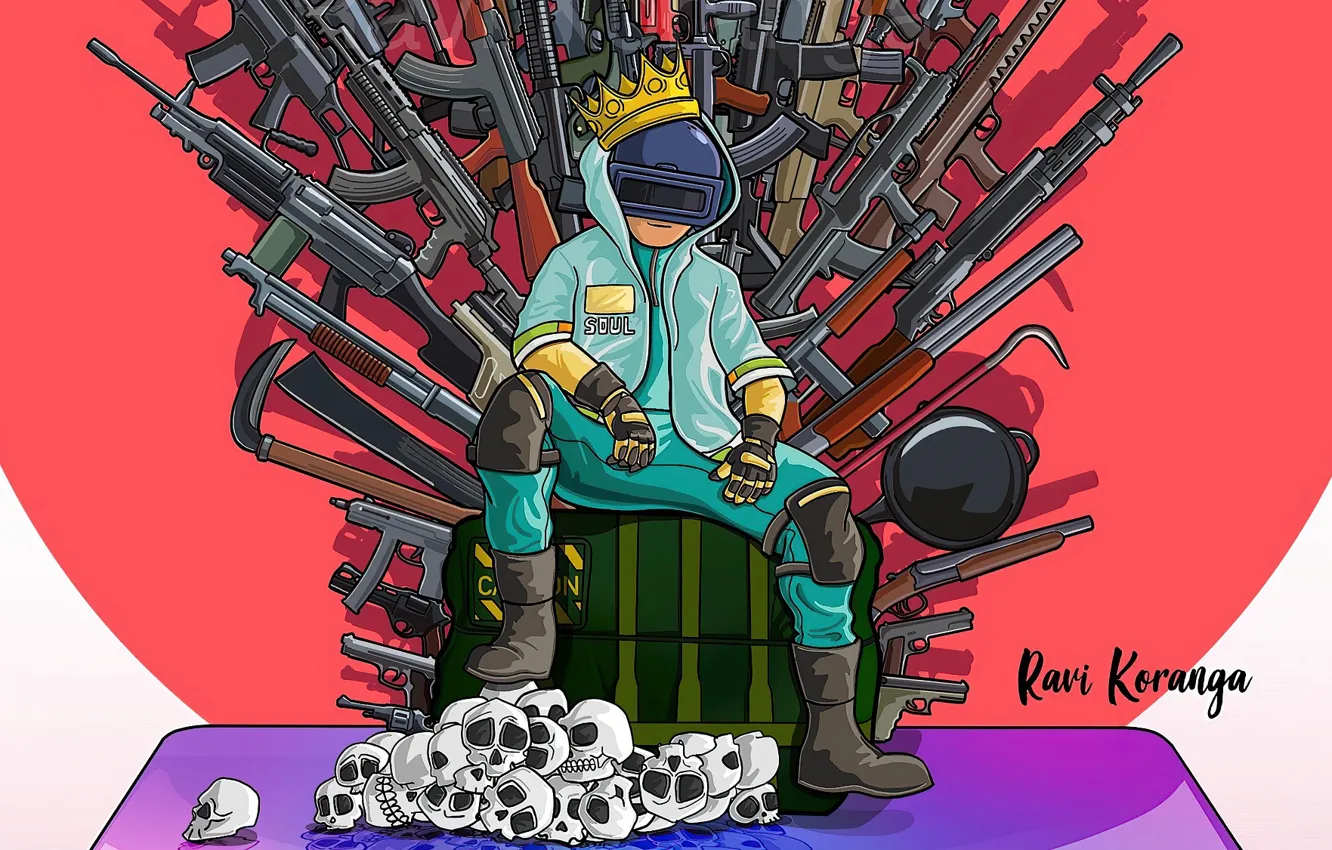 Photo wallpaper weapons, skull, the throne, PlayerUnknown's Battlegrounds