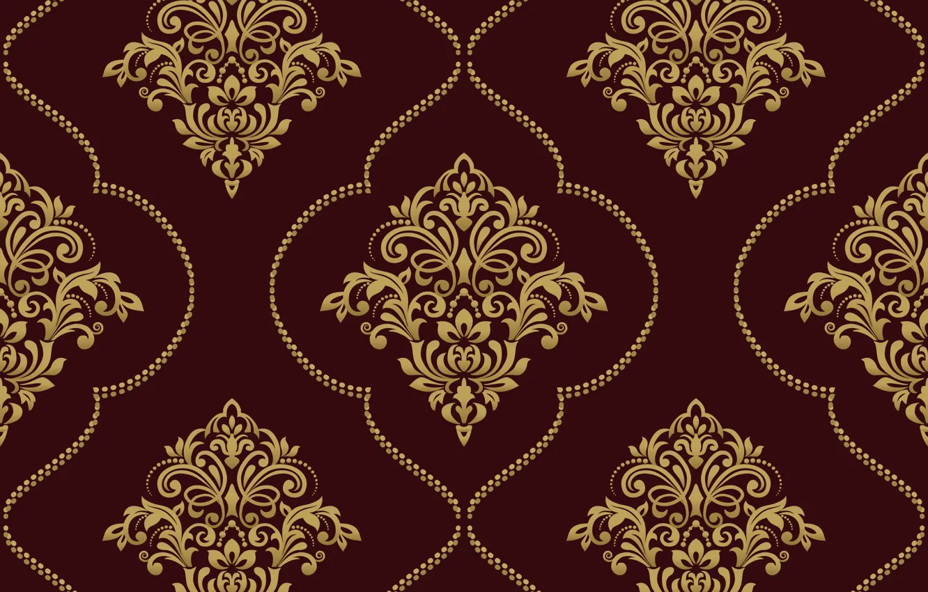 Photo wallpaper vector, gold, ornament, pattern, ornament, seamless, damask