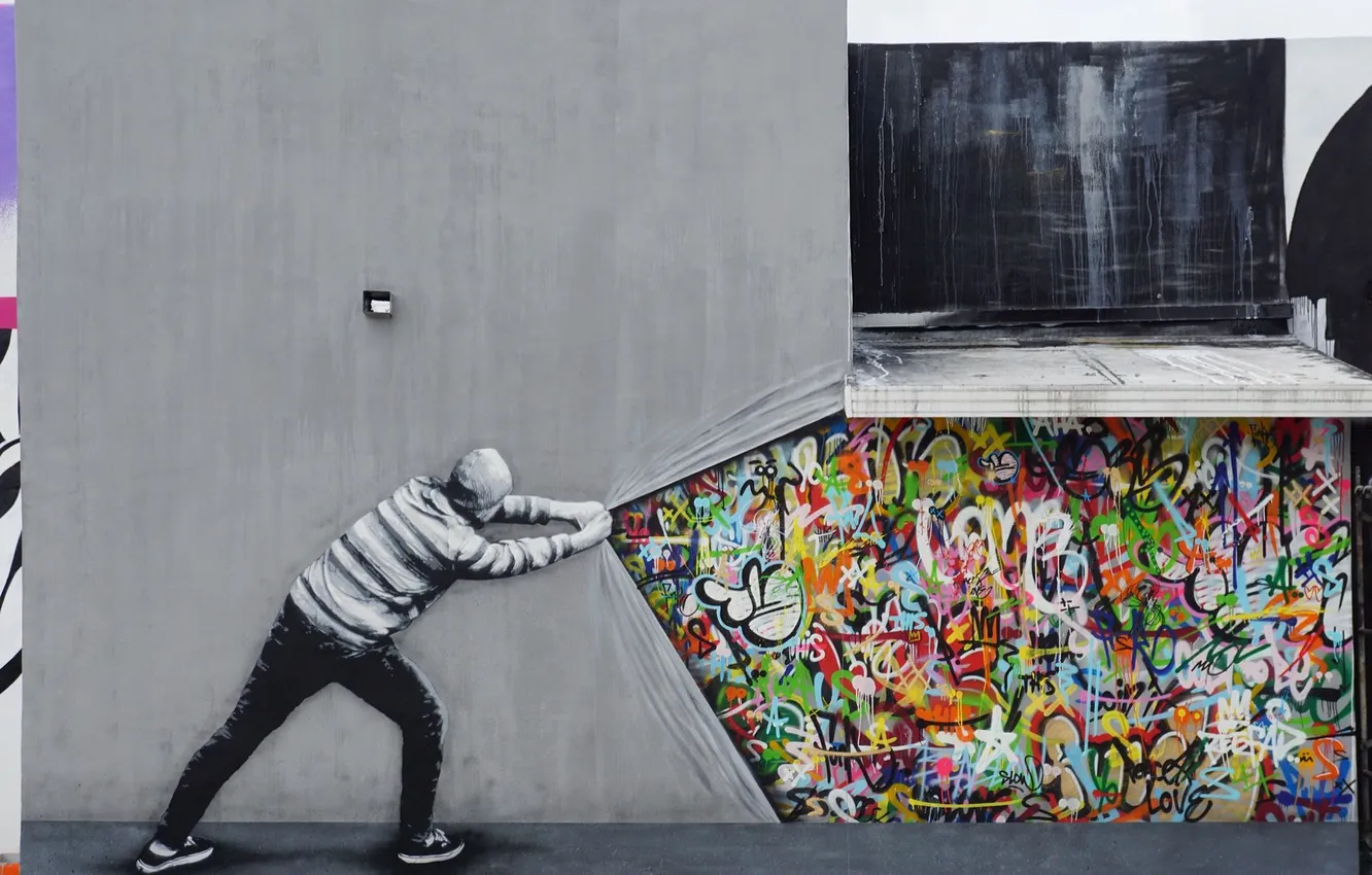 Photo wallpaper city, the city, street art, street art, street art, graffiti on the wall, graffiti on …