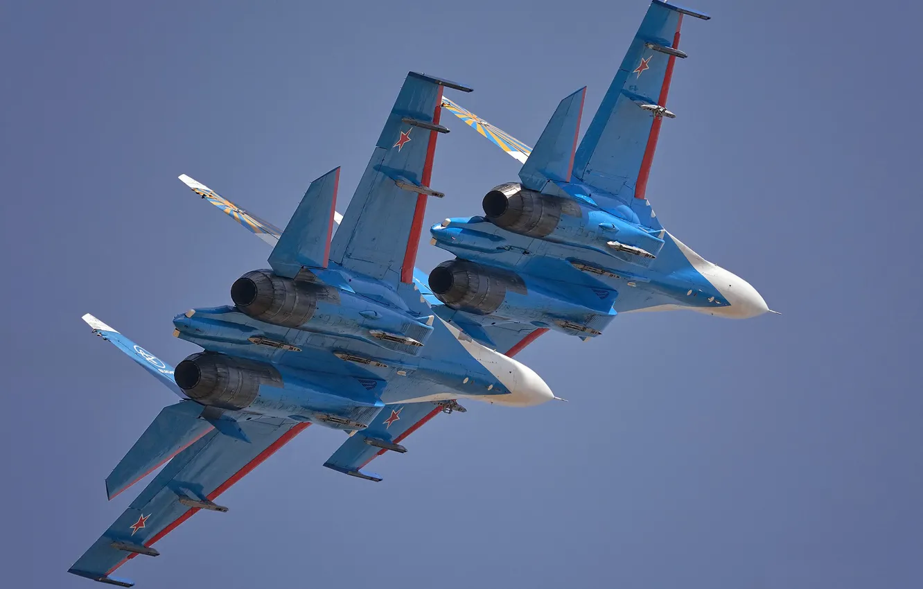 Photo wallpaper fighters, pair, Flanker, Su-27