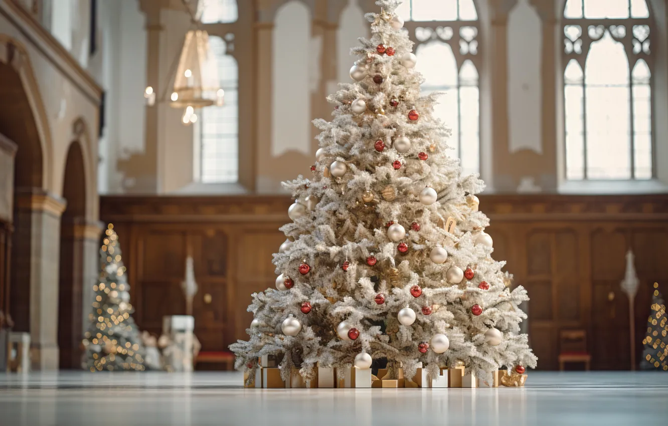 Photo wallpaper decoration, gift, balls, tree, new year, Christmas, Christmas, New Year