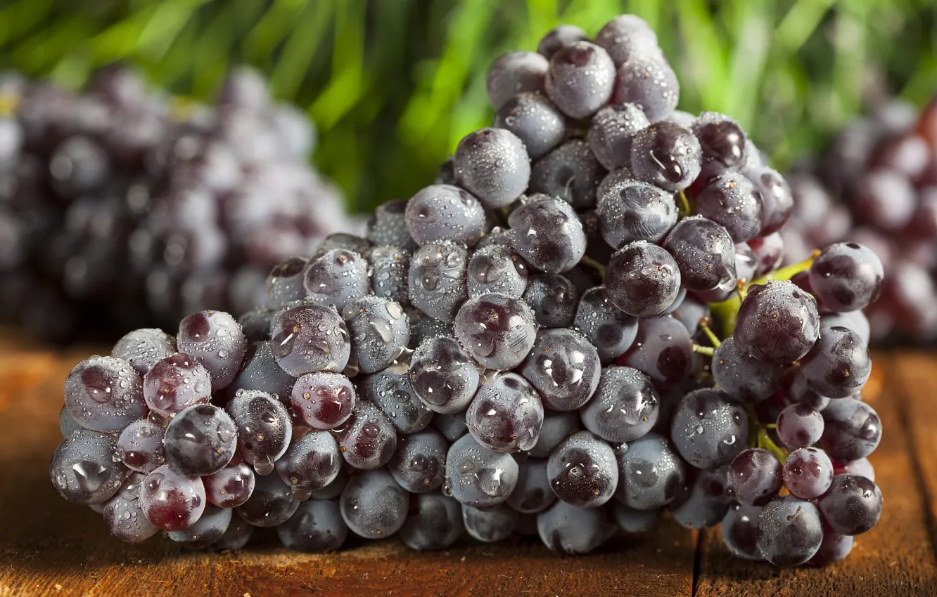 Photo wallpaper droplets, grapes, bunch