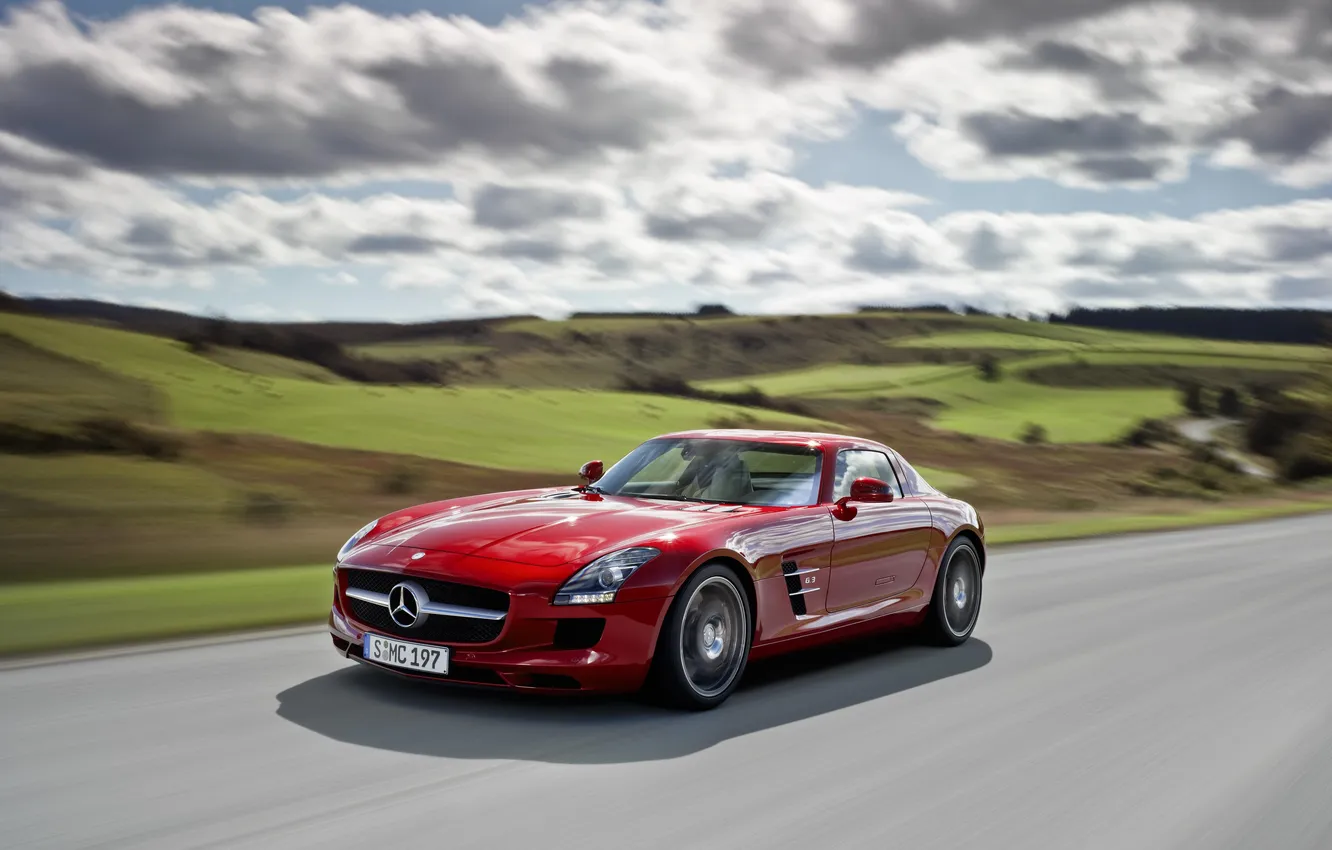 Photo wallpaper machine, auto, Mercedes-Benz, car, SLS