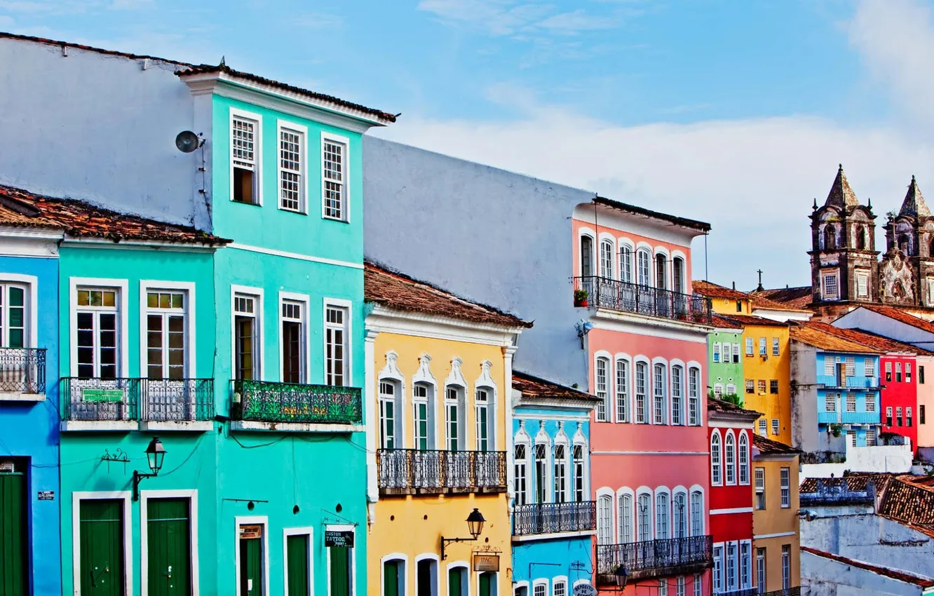 Photo wallpaper the sky, paint, home, Church, Brazil, Salvador, Baja