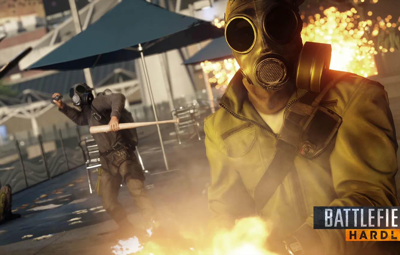 Photo wallpaper gas mask, Electronic Arts, DICE, Visceral Games, Battlefield: Hardline