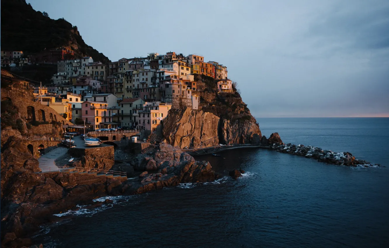Photo wallpaper sea, rocks, Italy