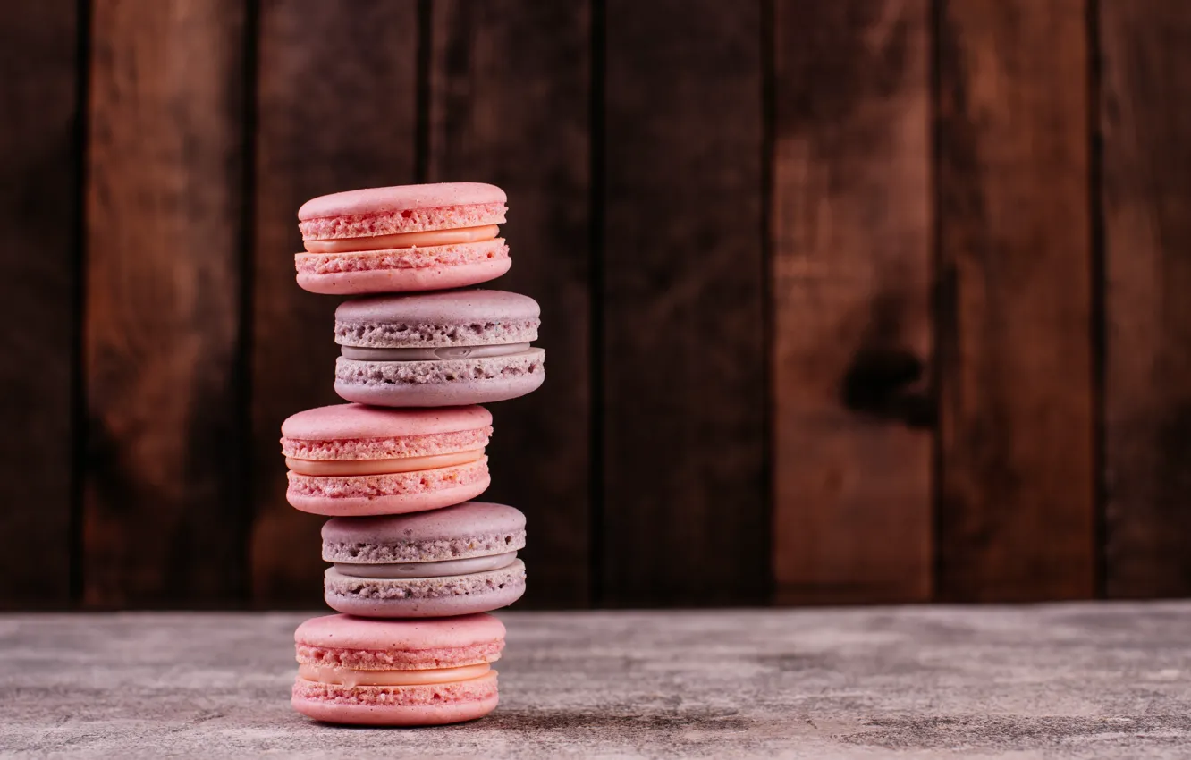 Photo wallpaper cookies, pink, macaroon, almond