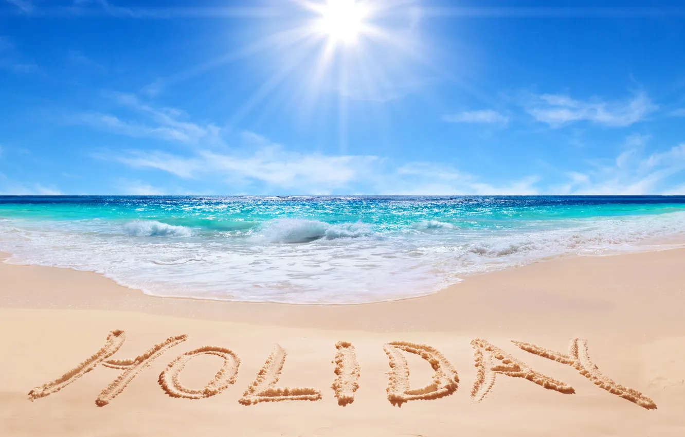 Photo wallpaper sand, sea, wave, beach, summer, the sky, the sun, shore