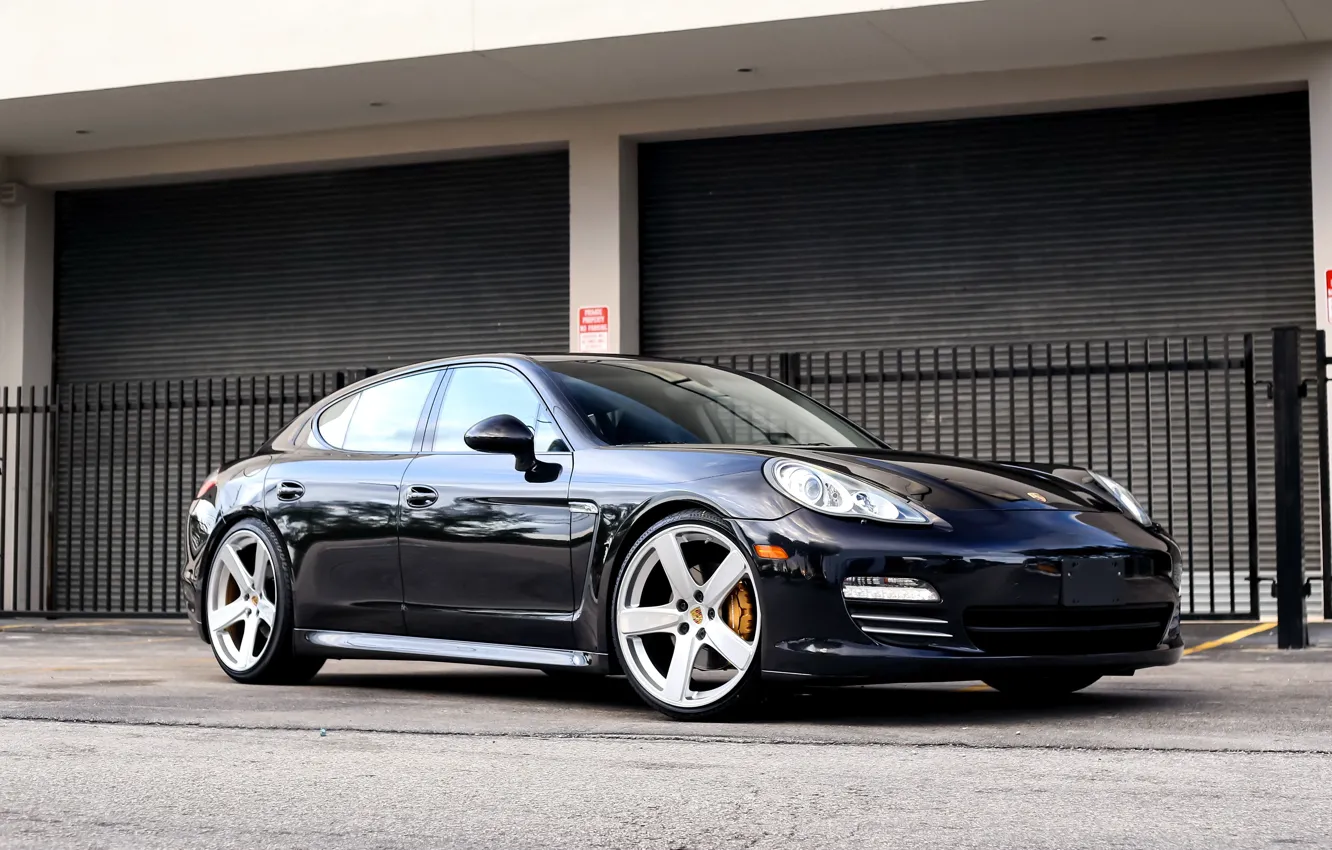 Photo wallpaper Porsche, Dark, Panamera, Blue