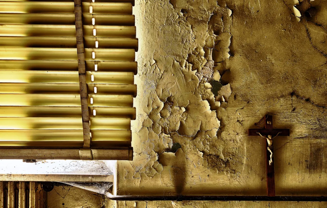 Photo wallpaper wall, window, the crucifixion