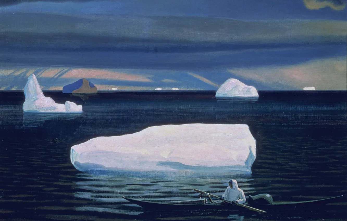 Photo wallpaper sea, landscape, nature, picture, iceberg, the Eskimos, Rockwell Kent, Rockwell Kent
